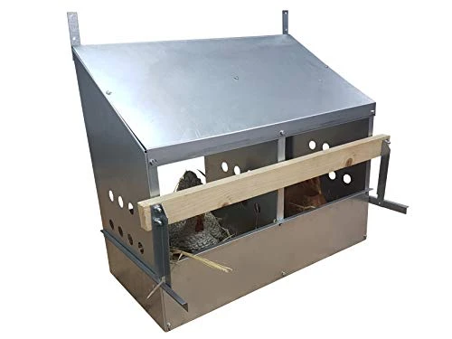 Heavy Duty 23ga Galvanized Chicken Coop Cages - 2 Hole Nesting Box for Laying Hens by Mia's Pet Supply 2 Mia's Pet Supply Chicken Coop Cages 2 Hole Heavy Duty 23ga Galvanized Chicken Nesting Laying Roost Box