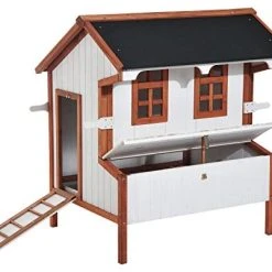 Mia's Pet Supply Chicken Coop Cages PawHut 43" Raised Portable Backyard Wooden Cottage Chicken Coop