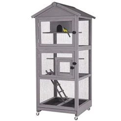 Mia's Pet Supply Aviary & Perches Large Wooden Bird Cages Outdoor Indoor Parakeet Cage With Perch