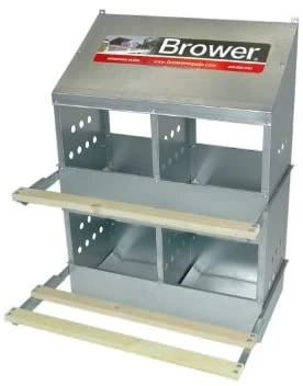 Mia's Pet Supply Brower 404B 4-Hole Poultry Nest Box - Durable Chicken Nesting Box for Coops 1 Mia's Pet Supply Brower 404B 4-Hole Poultry Nest : Chicken Nest Box