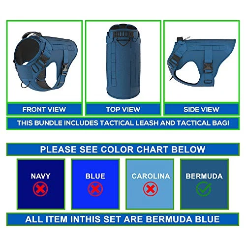 Mia's Pet Supply Tactical Dog Harness Bundle - No Pull Front Clip, MOLLE Vest, Leash & Bag - Peanut Brown (M) 10 Mia's Pet Supply Tactical Dog Harness Bundle Includes Tactical Leash & Tactical Bag. Working Dog MOLLE Vest With Handle, No Pulling Front Leash Clip, Hook & Dog Patch. (M (Neck:16"-22" ; Chest:25"-31"), Peanut Brown) Leashes And Harness