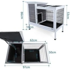 Mia's Pet Supply Petsfit Wood Rabbit Cage With Deeper Not Leakage Removable Tray Rabbit Houses & Accessories