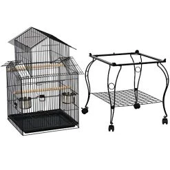 Mia's Pet Supply Aviary & Perches Yaheetech 55-inch Rolling Standing Triple Roof Top Medium Parrot Cage