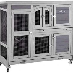 Mia's Pet Supply Aivituvin 47" Two Story Rabbit Hutch Bunny Cage Rabbit Houses & Accessories