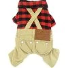 Mia's Pet Supply Apparel : Pet Sweater With Khaki Overalls Pants