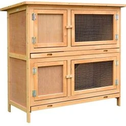 Mia's Pet Supply PawHut Solid Wood Rabbit/Bunny Hutch