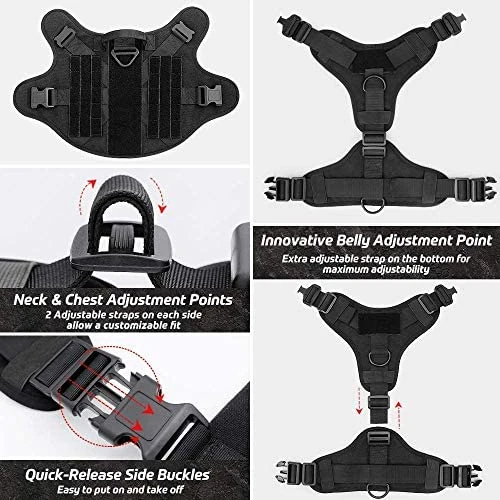 Mia's Pet Supply Tactical Dog Harness Vest with Handle - Large Size, Durable & Comfortable for Dogs 6 Mia's Pet Supply Leashes And Harness Tactical Dog Harness Vest Large With Handle