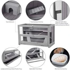 Mia's Pet Supply Aivituvin Rabbit Hutch, Wooden Bunny Cages Indoor Rabbit Houses & Accessories