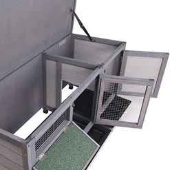 Mia's Pet Supply PawHut Wooden Outdoor Bunny Rabbit Hutch