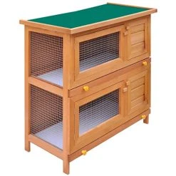 Mia's Pet Supply VidaXL Outdoor Rabbit Hutch 4 Doors Weather Resistant Rabbit Houses & Accessories