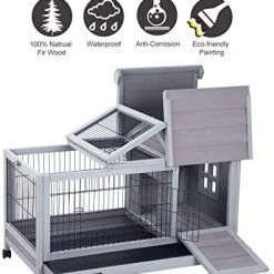 Mia's Pet Supply Aivituvin Rabbit Hutch - Indoor & Outdoor Rabbit House on Wheels | Affordable & Durable 8 Mia's Pet Supply Aivituvin Rabbit Hutch Outdoor And Indoor On Wheels Rabbit Houses & Accessories