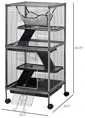 PawHut Rolling Cage for Rabbits, Chinchillas & Hamsters - Durable Rabbit House with Accessories 7 Mia's Pet Supply Rabbit Houses & Accessories PawHut Rolling Cage Pet For Rabbits, Chinchillas, Hamsters