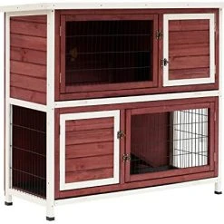 Mia's Pet Supply PawHut 48" 2-Story Elevated Stacked Wooden Rabbit Hutch