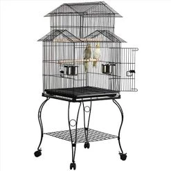 Mia's Pet Supply Aviary & Perches Yaheetech 55-inch Rolling Standing Triple Roof Top Medium Parrot Cage