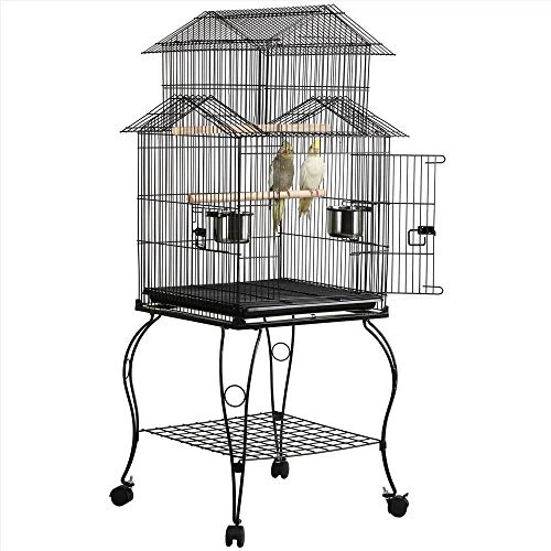 Yaheetech 55-inch Rolling Standing Triple Roof Top Medium Parrot Cage - Wholesale Mia's Pet Supply Aviary & Perches 1 Mia's Pet Supply Aviary & Perches Yaheetech 55-inch Rolling Standing Triple Roof Top Medium Parrot Cage