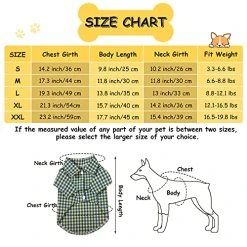 Mia's Pet Supply 4 Pieces Dog Plaid Shirt Breathable Dog T-Shirts Apparel