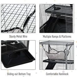 PawHut Rolling Cage for Rabbits, Chinchillas & Hamsters - Durable Rabbit House with Accessories 13 Mia's Pet Supply Rabbit Houses & Accessories PawHut Rolling Cage Pet For Rabbits, Chinchillas, Hamsters
