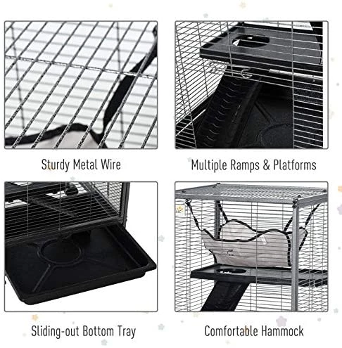 PawHut Rolling Cage for Rabbits, Chinchillas & Hamsters - Durable Rabbit House with Accessories 5 Mia's Pet Supply Rabbit Houses & Accessories PawHut Rolling Cage Pet For Rabbits, Chinchillas, Hamsters