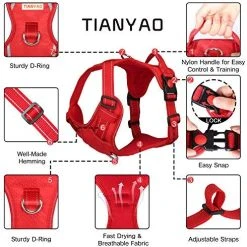 Mia's Pet Supply TIANYAO Large Red Dog Harness No Pull Reflective Oxford Material Soft Pet Vest Adjustable
