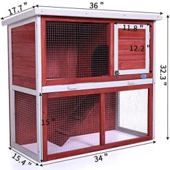 Mia's Pet Supply Sandinrayli 36" 2-Story Red Wooden Rabbit Wood Hutch Poultry Cage Rabbit Houses & Accessories