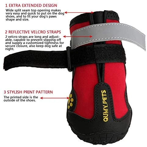 QUMY Waterproof Dog Boots - Reflective, Anti-Slip, Rugged Pet Shoes for All Weather | Mia's Pet Supply 3 Mia's Pet Supply QUMY Dog Boots Waterproof Shoes With Reflective Velcro Rugged Anti-Slip Apparel