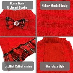 Mia's Pet Supply Apparel Turtleneck Dogs Sweaters Dress With Bowtie Knitwear Pullover