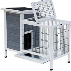 Mia's Pet Supply 36" Raised Outdoor Weatherproof Wooden Rabbit Hutch - Durable Bunny Cage for Outdoor Use 11 Mia's Pet Supply Rabbit Houses & Accessories PawHut 36