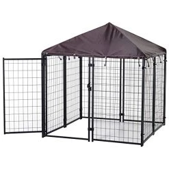 Mia's Pet Supply PawHut Lockable Dog House Kennel With Water-Resistant Roof For Small And Medium Sized Pets, 4.6' X 4.6' X 5'