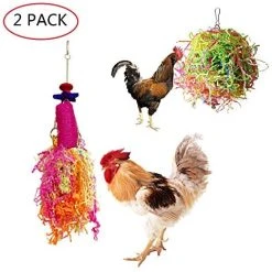 Mia's Pet Supply Vehomy Chicken Toys For Hen With Natural Colorful Loofah Shredder Toys