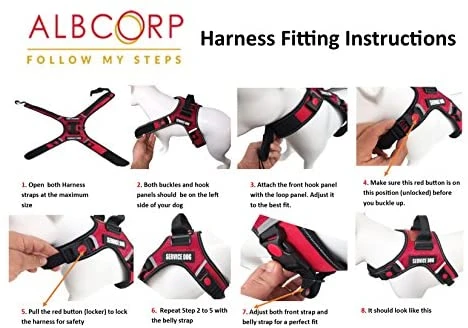 Mia's Pet Supply Reflective Dog Vest Harness - Woven Nylon & Neoprene Handle | ALBCORP Service 4 Mia's Pet Supply Leashes And Harness ALBCORP Service Dog Vest Harness - Reflective - Woven Nylon, Neoprene Handle