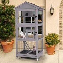 Mia's Pet Supply Aviary & Perches Large Wooden Bird Cages Outdoor Indoor Parakeet Cage With Perch