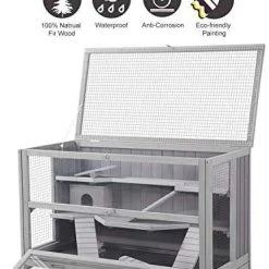 Mia's Pet Supply Aivituvin Rabbit Hutch, Wooden Bunny Cages Indoor Rabbit Houses & Accessories