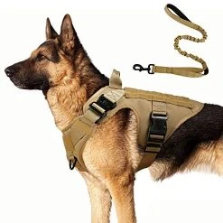 Mia's Pet Supply Tactical Dog Harness And Bungee Dog Leash Set For Large Medium Dogs Leashes And Harness