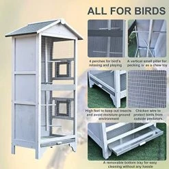 Mia's Pet Supply Aviary & Perches PawHut Wooden Outdoor Bird Cage, Featuring A Large Play House