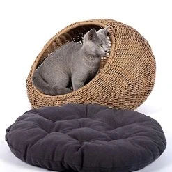 Mia's Pet Supply GARDEN Wicker Cat Bed Dome For Medium Indoor Cats Bedding