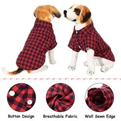 Mia's Pet Supply 4 Pieces Dog Plaid Shirt Breathable Dog T-Shirts Apparel