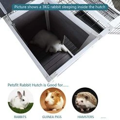 Mia's Pet Supply Petsfit Wood Rabbit Cage With Deeper Not Leakage Removable Tray Rabbit Houses & Accessories