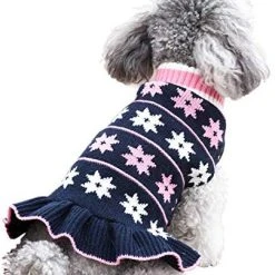 Mia's Pet Supply Turtleneck Dog Sweater Dress Knit Pullover Warm Cat Sweater