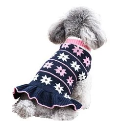 Mia's Pet Supply Turtleneck Dog Sweater Dress Knit Pullover Warm Cat Sweater