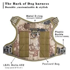 Mia's Pet Supply FIVEWOODY Tactical Dog Training Harness No Pulling Front Clip Leashes And Harness