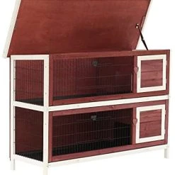 Mia's Pet Supply PawHut 54" 2-Story Weatherproof Stackable Elevated Wooden Rabbit Hutch Rabbit Houses & Accessories