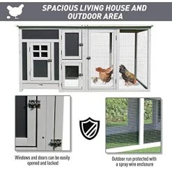 Mia's Pet Supply 63" Wooden Chicken Coop & Rabbit Hutch - Durable Poultry Cage for Hens & Small Animals 14 Mia's Pet Supply Chicken Coop Cages PawHut 63