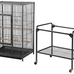 Mia's Pet Supply Topeakmart 53.7-inch Bird Cage With Stand Wrought Iron Construction Aviary & Perches