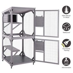 Mia's Pet Supply Aivituvin Wooden Cat Cage - Indoor & Outdoor Large Cat House Enclosure for Rabbits & Small Pets 14 Mia's Pet Supply Aivituvin Cat Cage Wooden Indoor Outdoor Cat House Large Enclosure