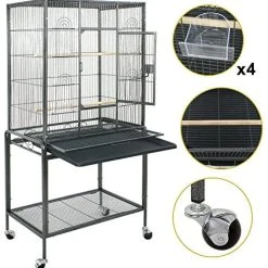 ZENY 53-Inch Wrought Iron Bird Cage with Stand - Durable Aviary & Perches for Pet Birds 11 Mia's Pet Supply Aviary & Perches ZENY Bird Cage With Stand Wrought Iron Construction 53-Inch Pet Bird Cage