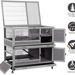 Mia's Pet Supply Rabbit Houses & Accessories Aivituvin Rabbit Hutch Indoor And Outdoor Bunny Cage On Wheels