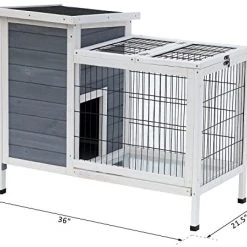 Mia's Pet Supply 36" Raised Outdoor Weatherproof Wooden Rabbit Hutch - Durable Bunny Cage for Outdoor Use 9 Mia's Pet Supply Rabbit Houses & Accessories PawHut 36