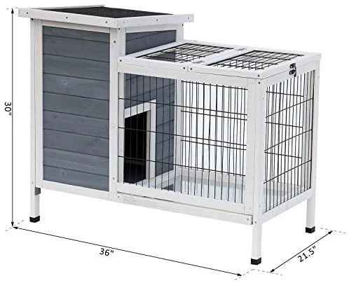 Mia's Pet Supply 36" Raised Outdoor Weatherproof Wooden Rabbit Hutch - Durable Bunny Cage for Outdoor Use 3 Mia's Pet Supply Rabbit Houses & Accessories PawHut 36" Raised Outdoor Weatherproof Wooden Rabbit Hutch Bunny Cage