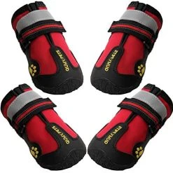 Mia's Pet Supply QUMY Dog Boots Waterproof Shoes With Reflective Velcro Rugged Anti-Slip Apparel