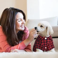 Mia's Pet Supply 4 Pieces Dog Plaid Shirt Breathable Dog T-Shirts Apparel